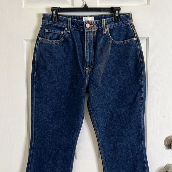 Ganni Betzy Jeans Dark Blue Stone size 31/34 Flare High Rise Organic Cotton NWT - Picture 5 of 16